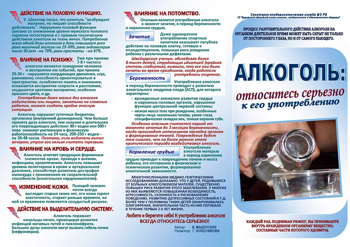 Алкоголь: относитесь серьёзно к его употреблению Буклет 1